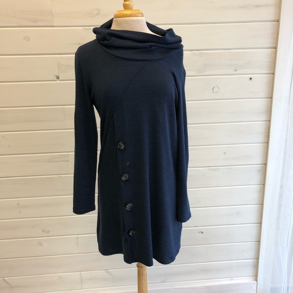 Blue sweater dress